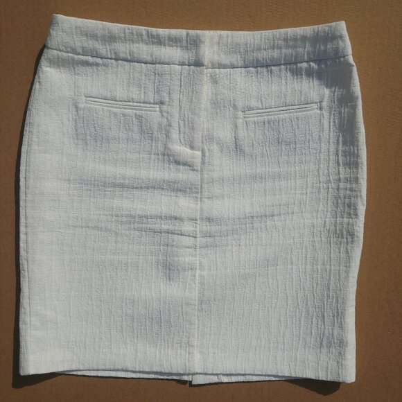 Cynthia Rowley white cotton blend textured skirt back slit sz 6 - Picture 9 of 9
